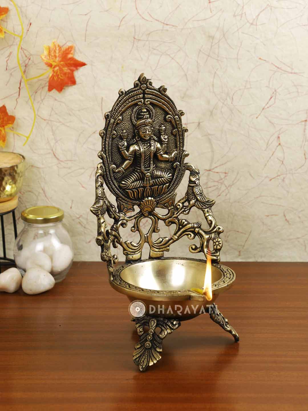 Laxmi Lamp Small Diya 3 Legs Decorative Brass Figurine