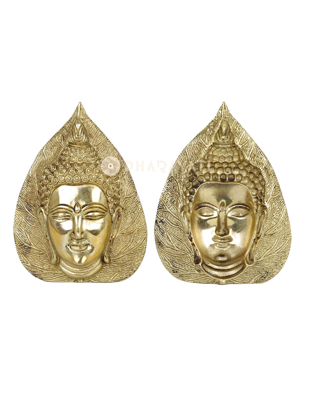 Leaf Buddha Decorative Brass Figurine Set of 2