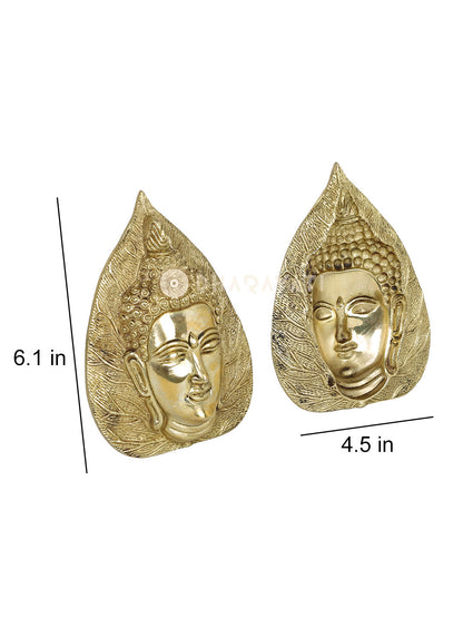 Leaf Buddha Decorative Brass Figurine Set of 2