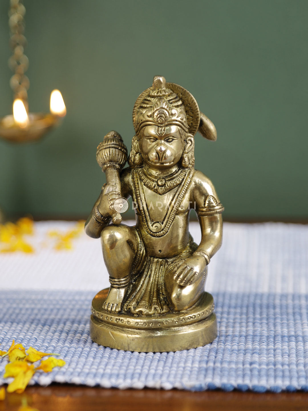 Lord Hanuman Brass Figurine With Gada In Hand