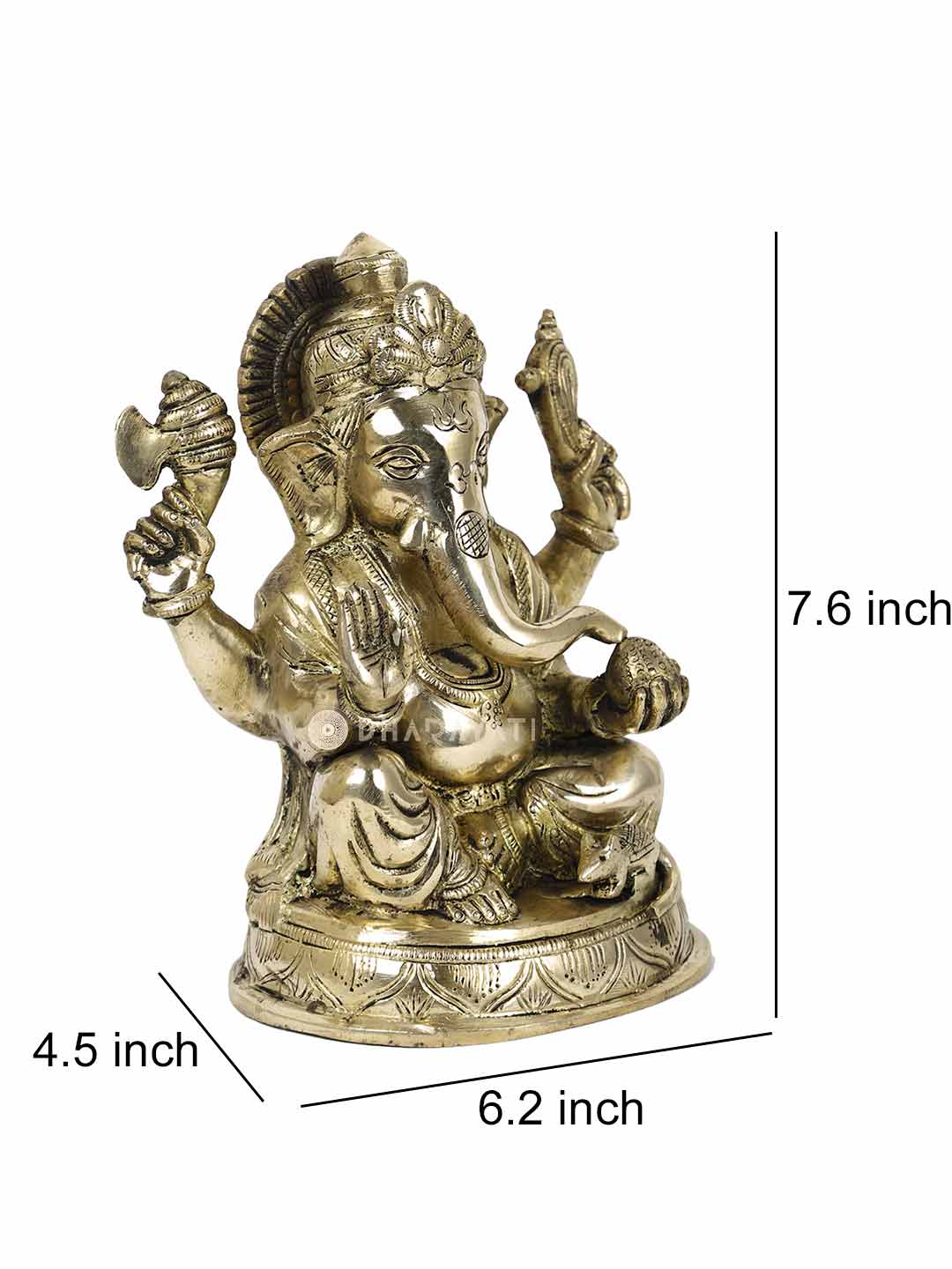 Big Ganesh 4 Hands Round Base Decorative Brass Figurine