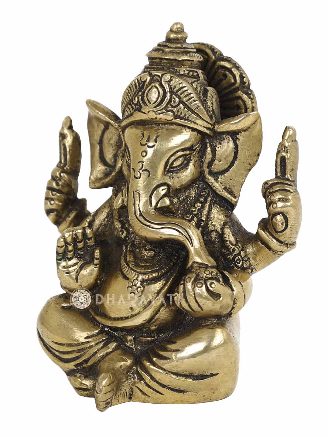 Mukat Ganesh 4 Hands Decorative Brass Figurine