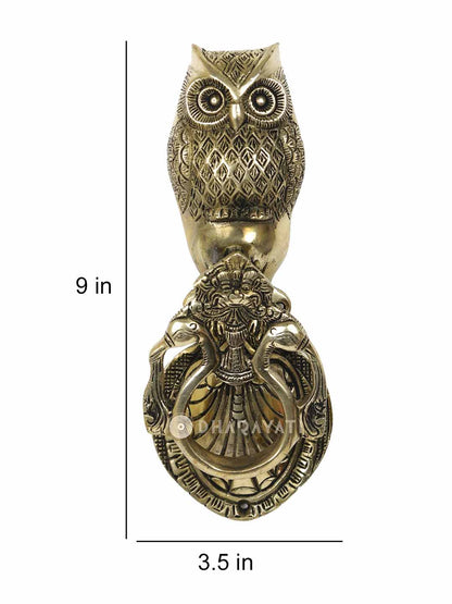 Owl Design Door Knocker Decorative Brass