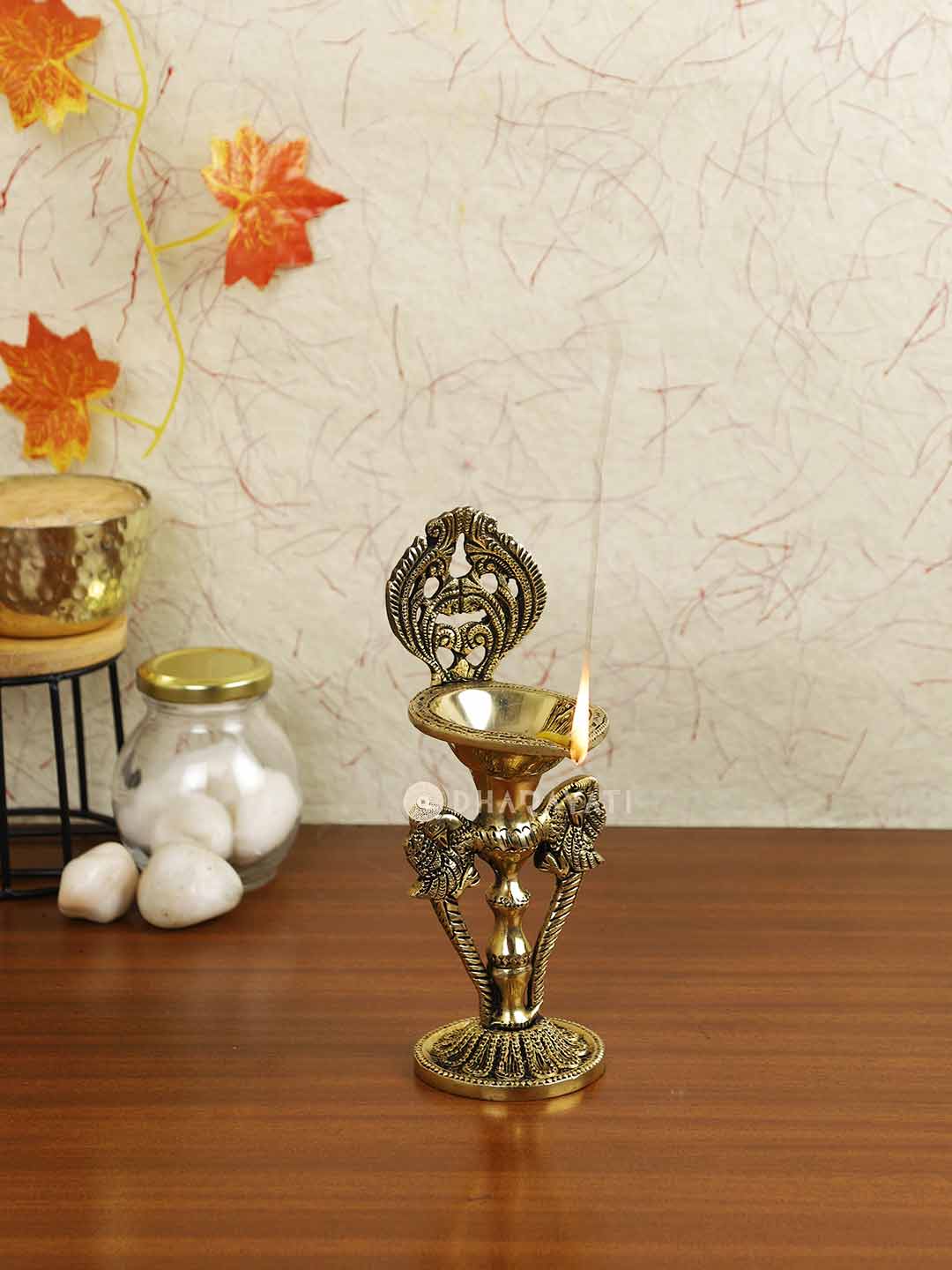 Parrot Design Diya Decorative Brass Figurine