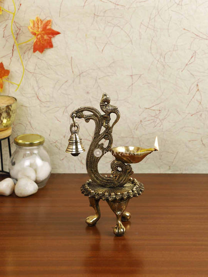 Parrot Brass Diya With Bell