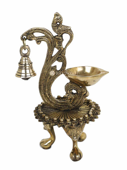 Parrot Brass Diya With Bell