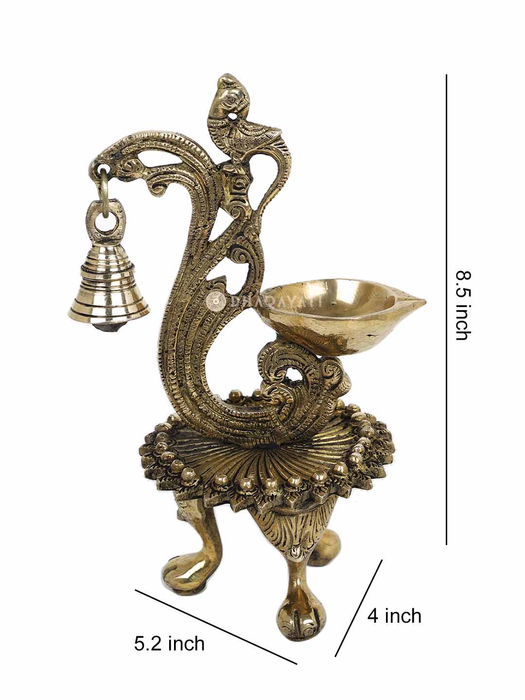 Parrot Brass Diya With Bell