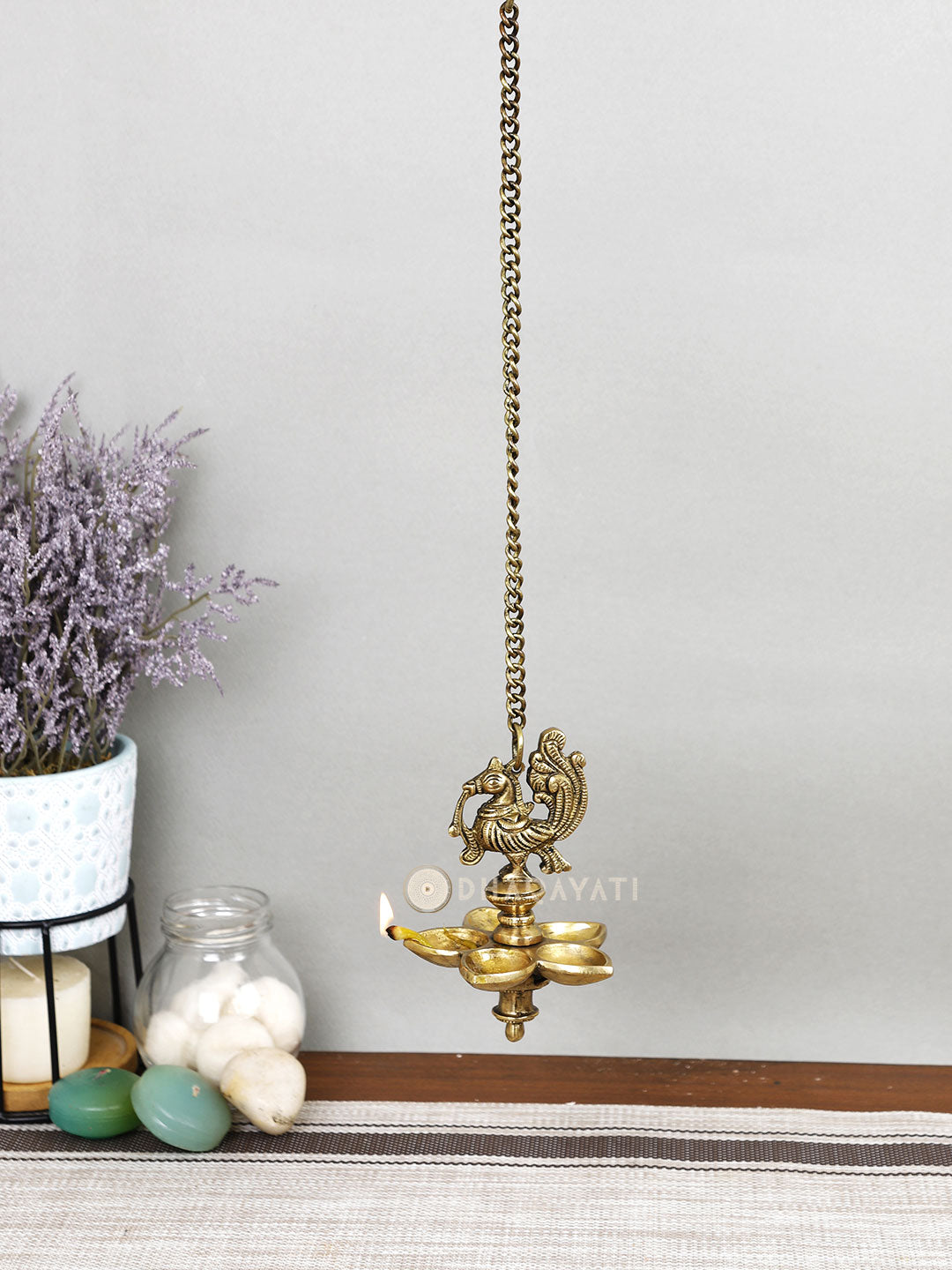 Brass Pancham Chain Hanging Diya