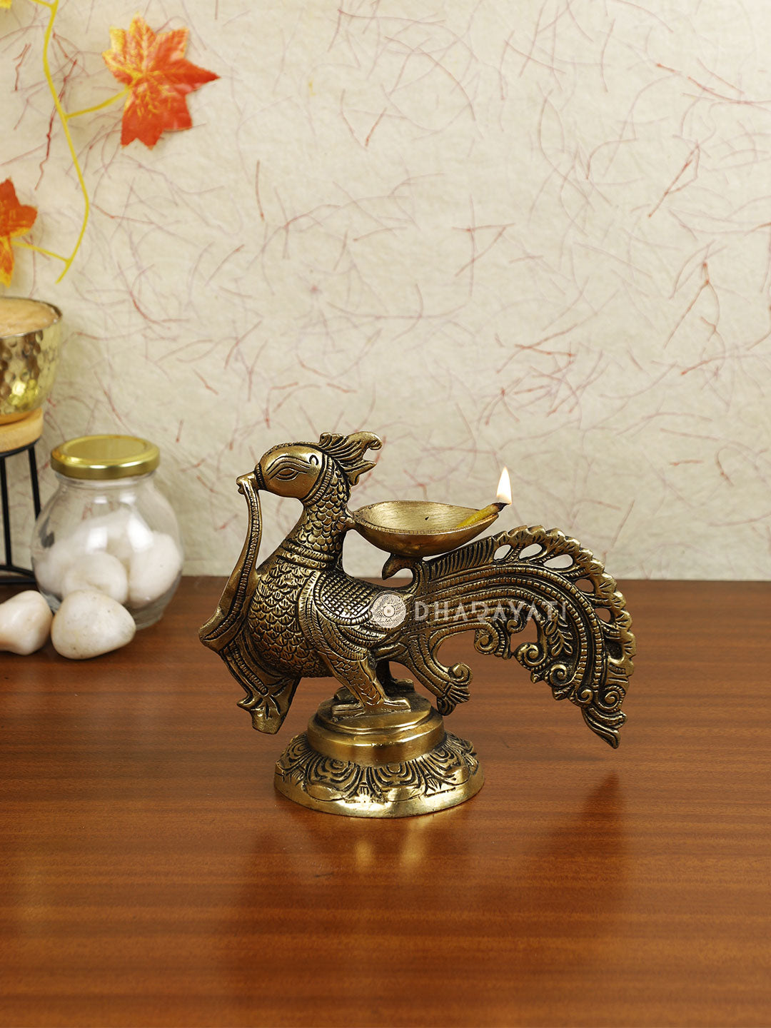 Peacock Diya Brass