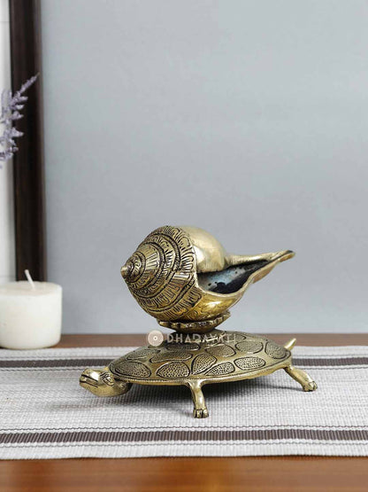 Shell On Tortoise Stand Decorative Brass