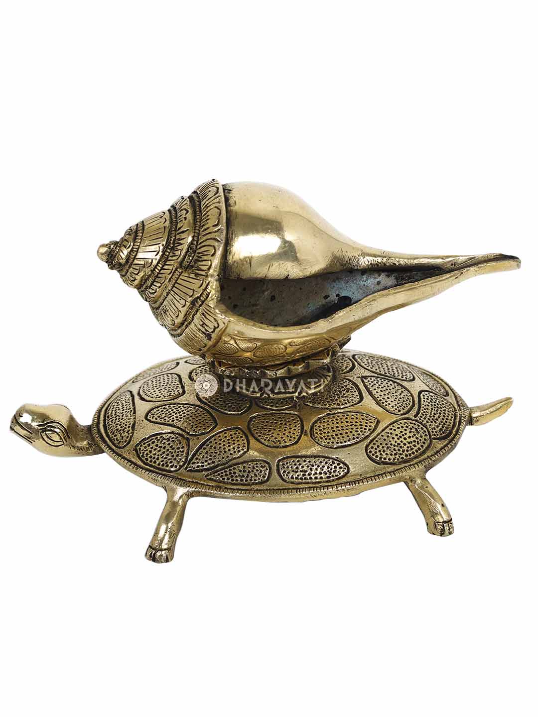 Shell On Tortoise Stand Decorative Brass