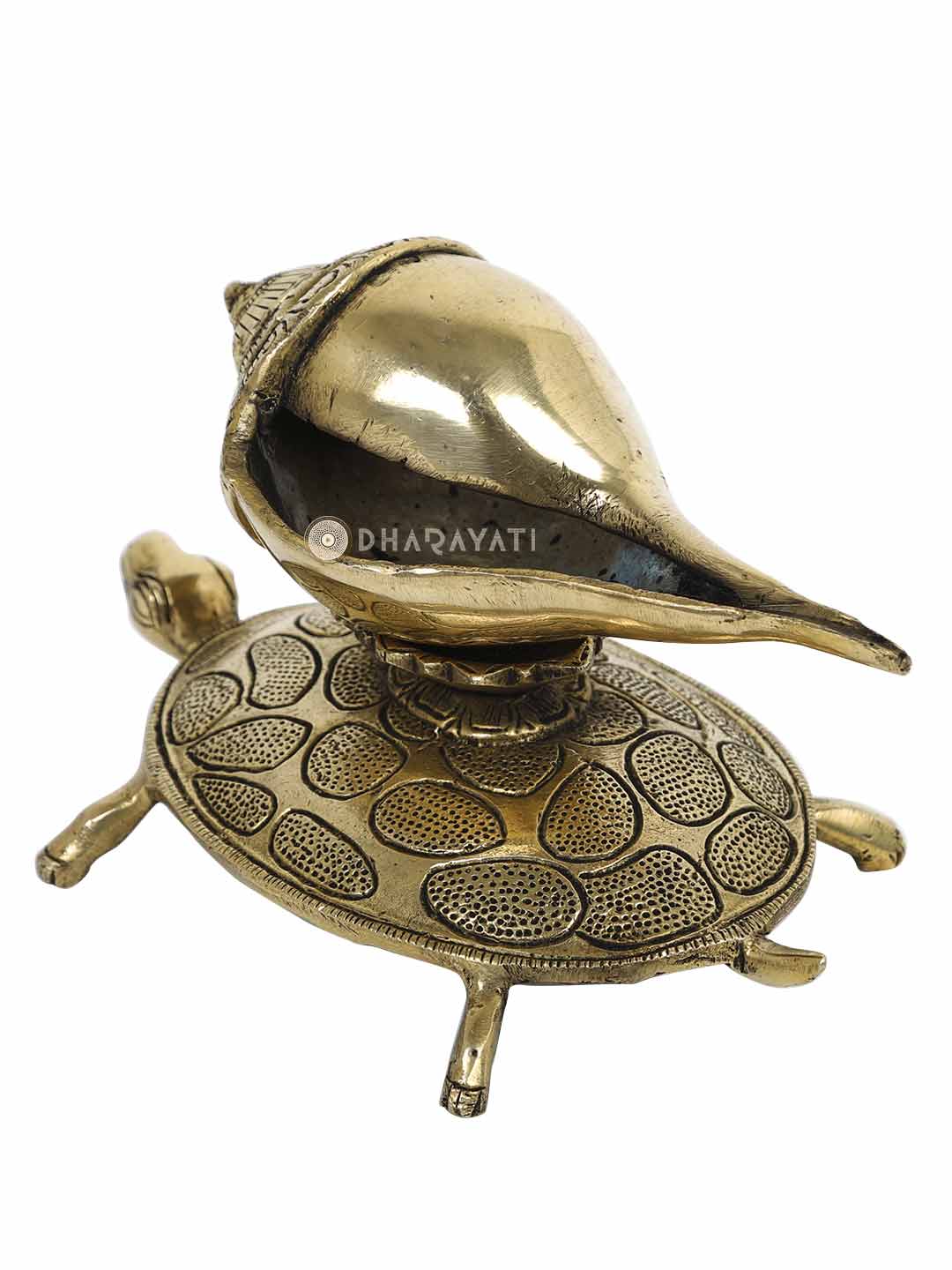 Shell On Tortoise Stand Decorative Brass