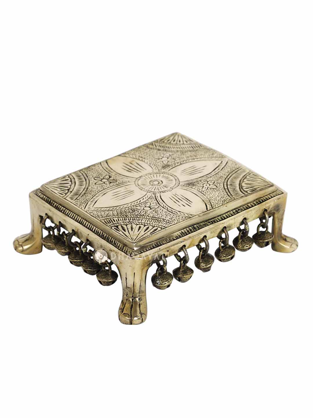 Small Flower Chowki With Ghungroo Decorative Brass