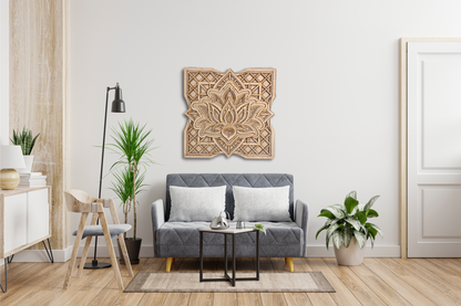 Lotus Flower Modern Mandala Art  | Wooden Wall Decor