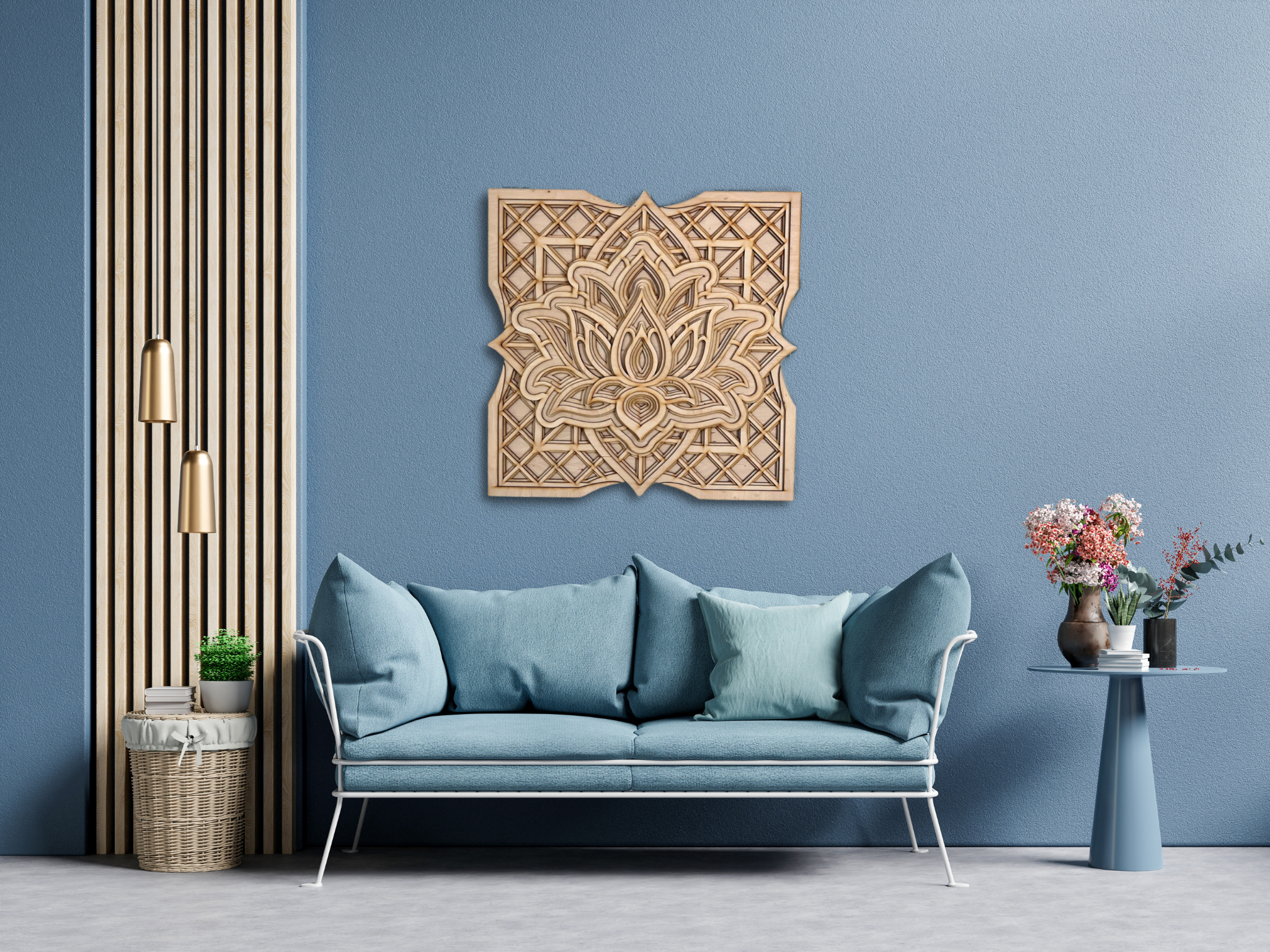 Lotus Flower Modern Mandala Art  | Wooden Wall Decor