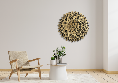 Sunflower Design Mandala Art | Wooden Wall Decor