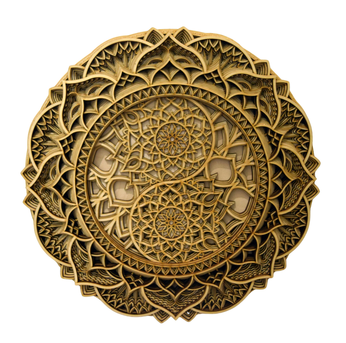 Yin Yang Mandala, Wood Mandala Zen | Wooden Wall Decor