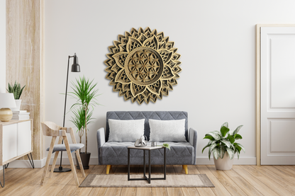 Sunflower Design Mandala Art | Wooden Wall Decor