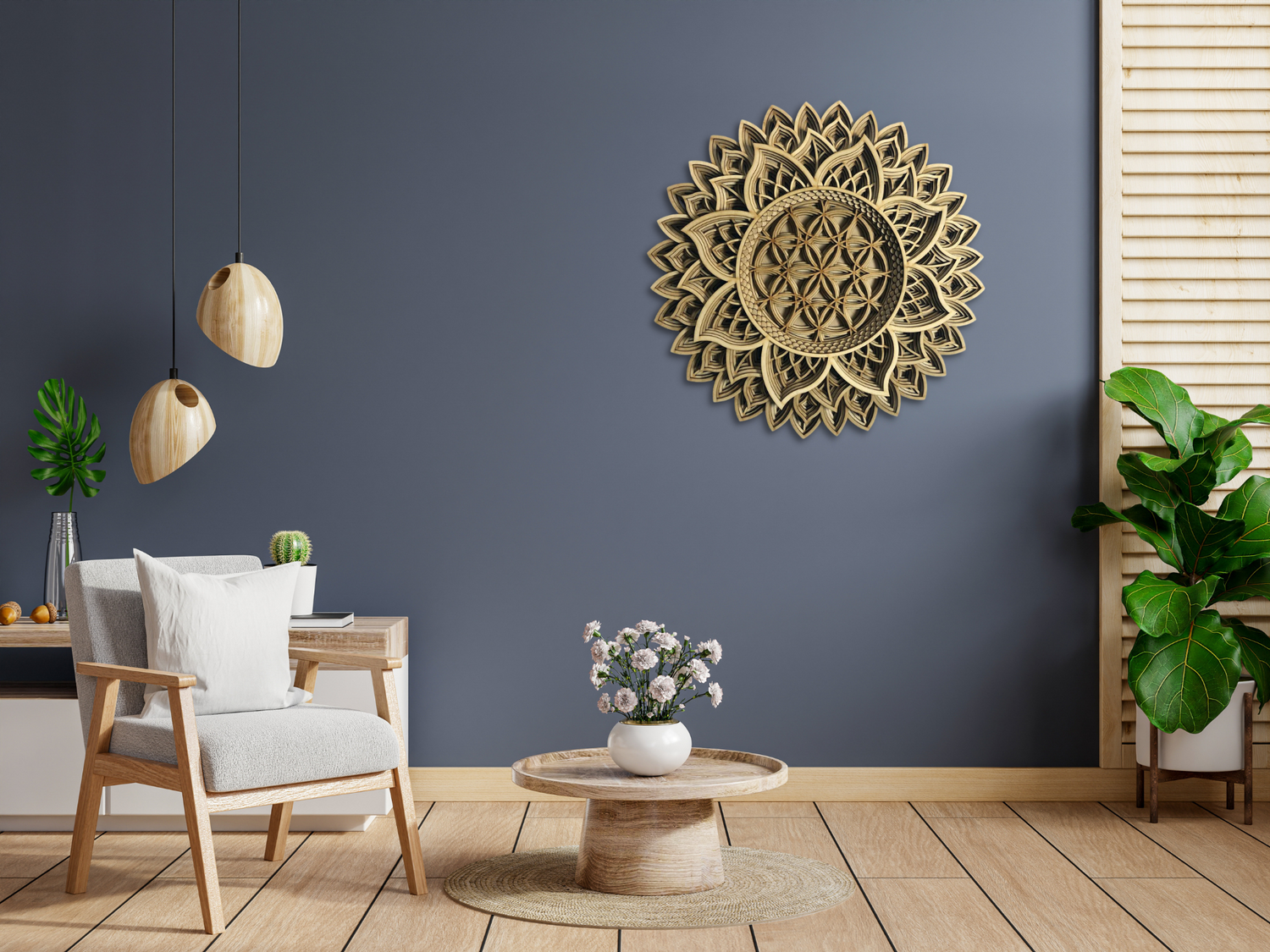 Sunflower Design Mandala Art | Wooden Wall Decor