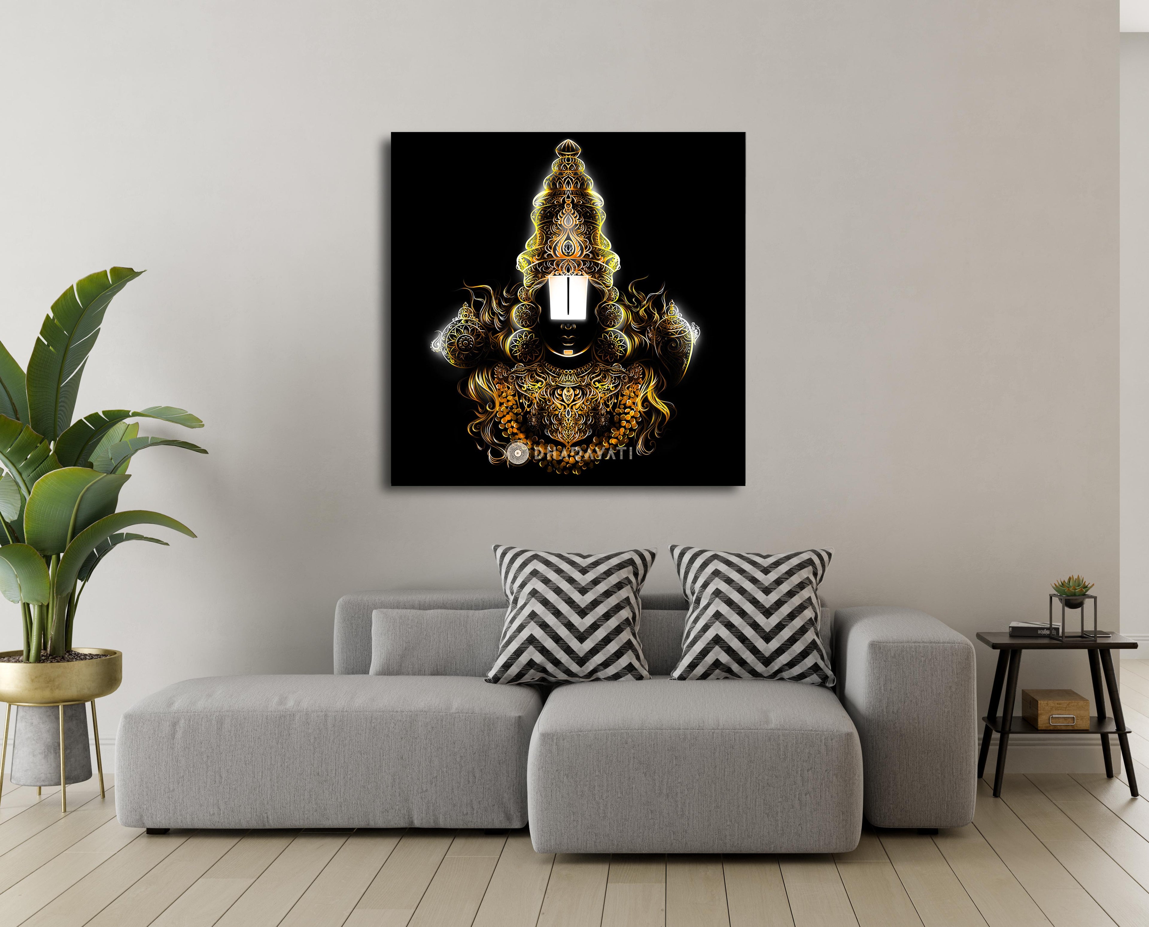 Divine Aura: Venkateshwara Balaji Glass Wall Art - Embrace the Blessings of Lord Venkateshwara