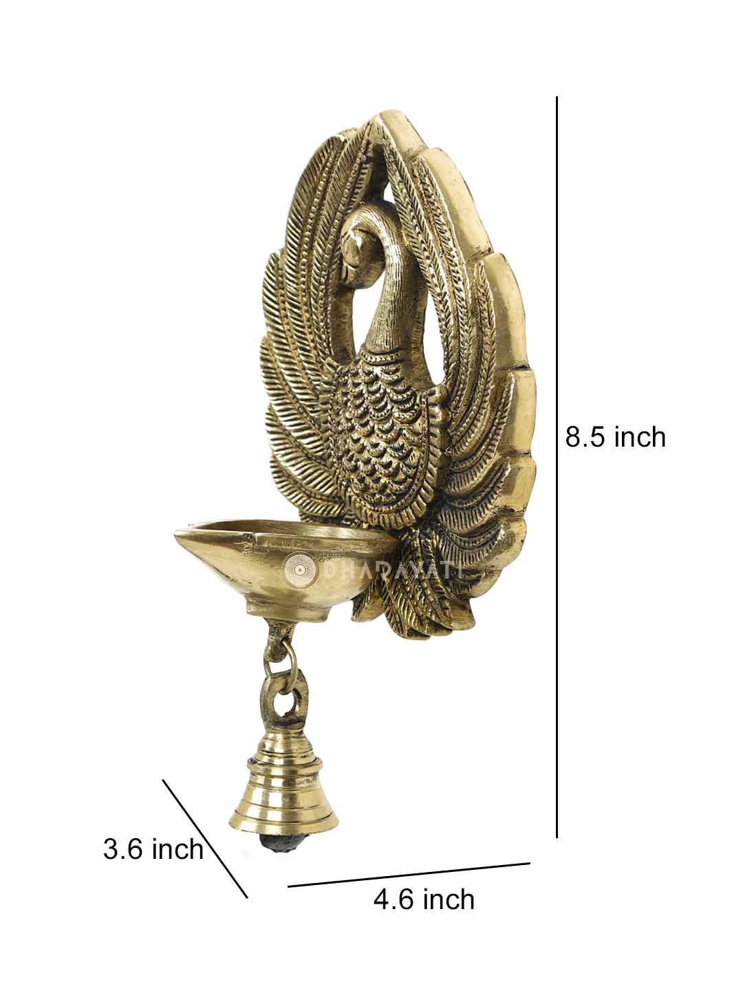 Wall Hanging Bird Diya With Bell Decorative Brass Figurine