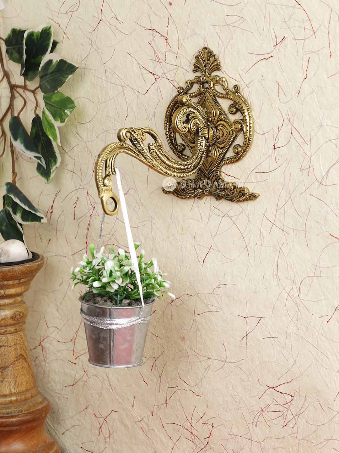 Wall Mount With Hook Decorative Brass Figurine