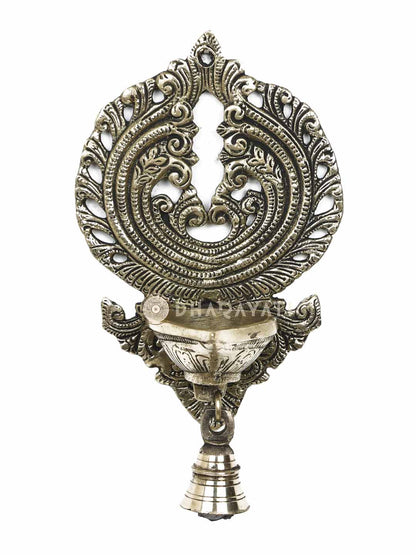 Brass Wall Hanging Diya with Bell