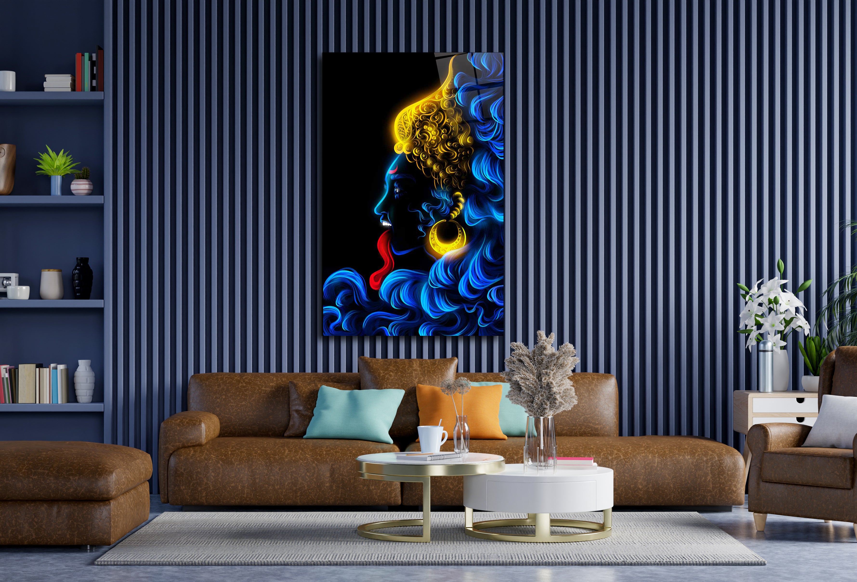 Divine Grace: Durga Devi Glass Wall Art for Spiritual Empowerment