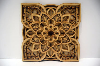 Multi Flower Design Mandala Wall Art | Wooden Wall Decor