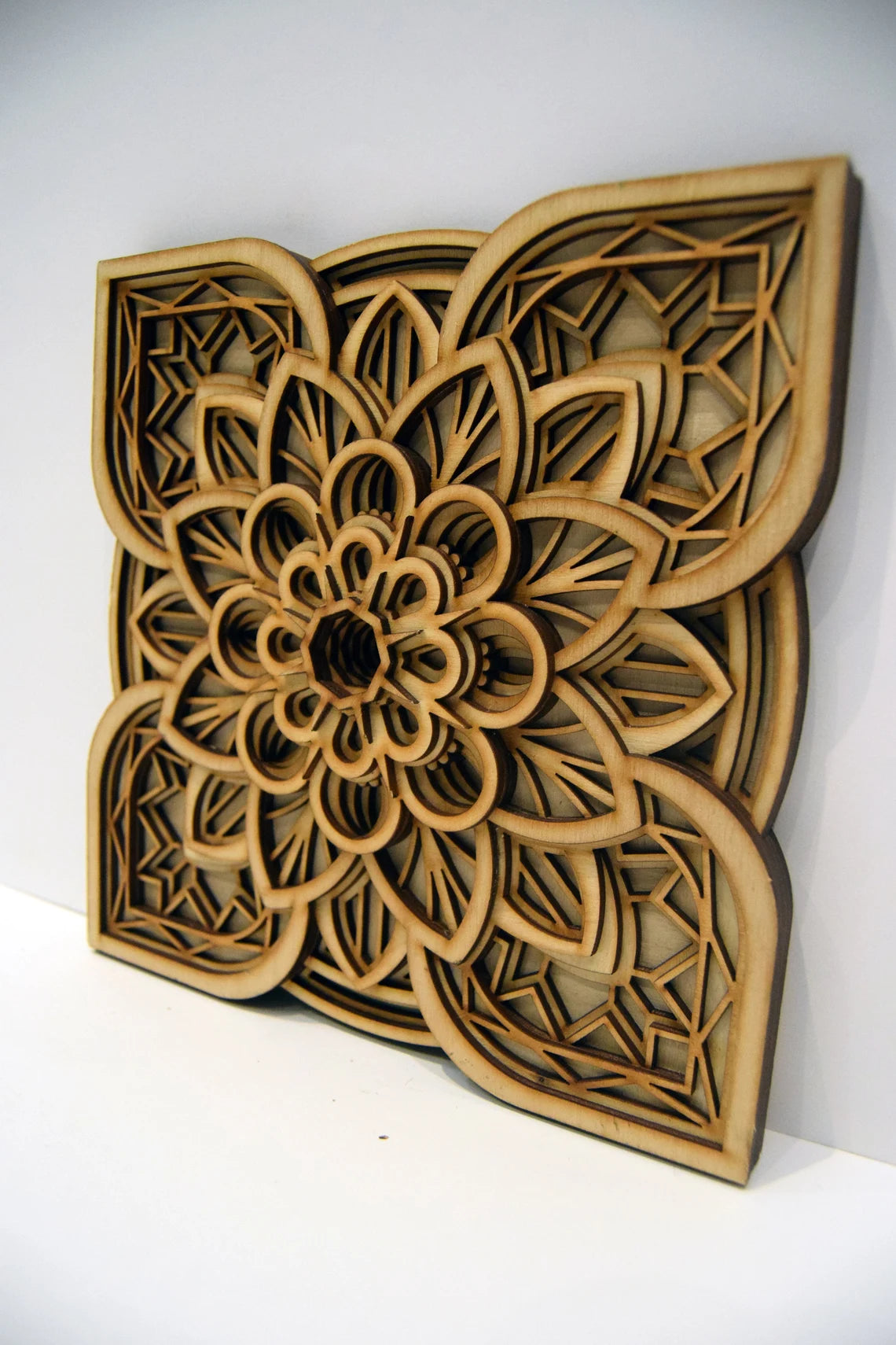 Multi Flower Design Mandala Wall Art | Wooden Wall Decor