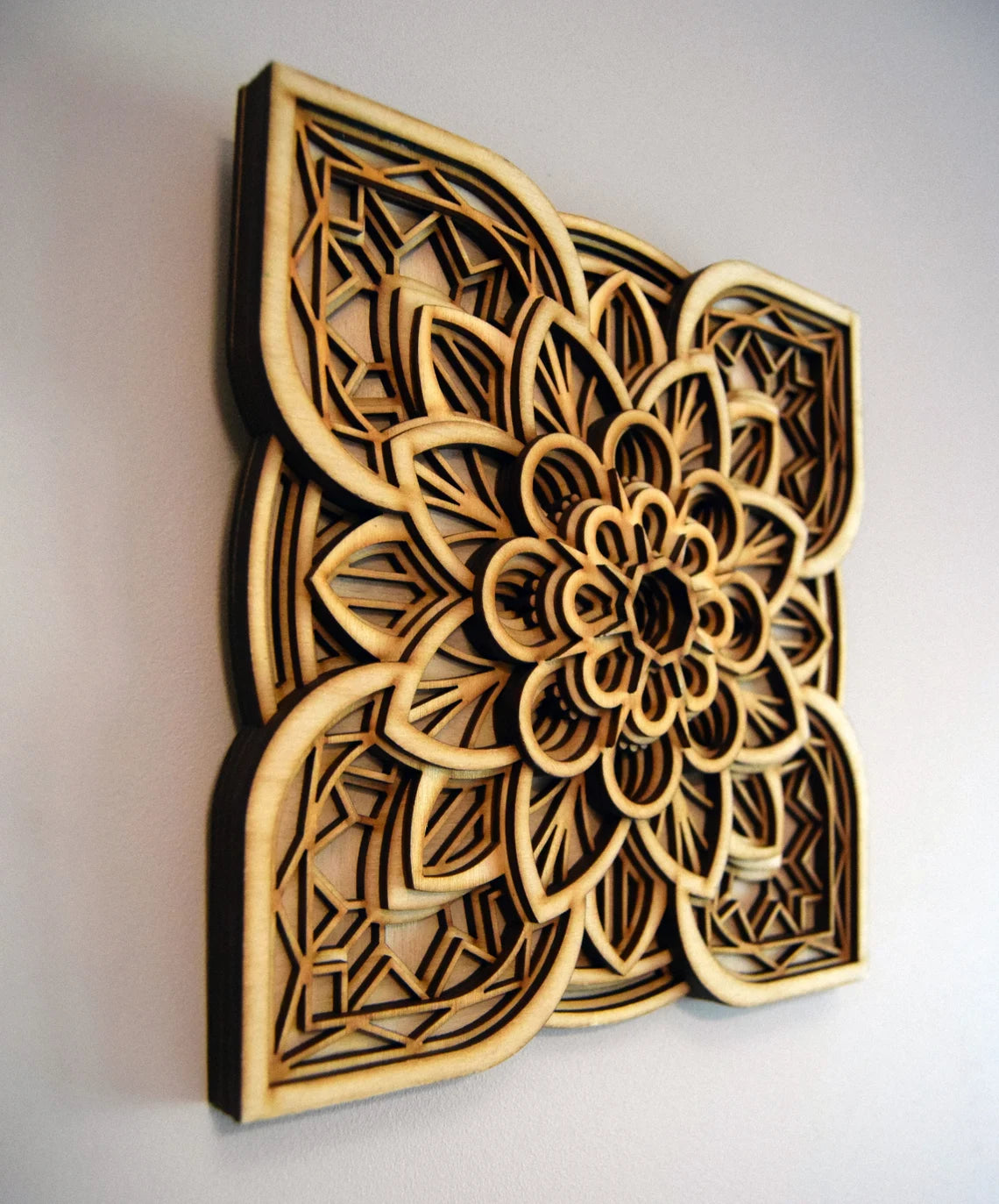 Multi Flower Design Mandala Wall Art | Wooden Wall Decor