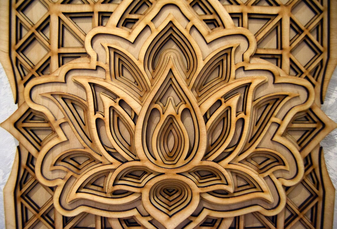 Lotus Flower Modern Mandala Art  | Wooden Wall Decor