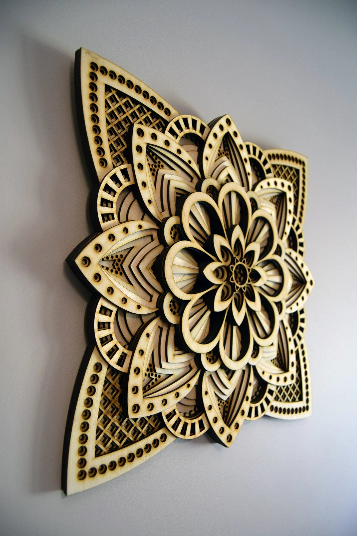 Dahlia Flower Modern Mandala Art  | Wooden Wall Decor