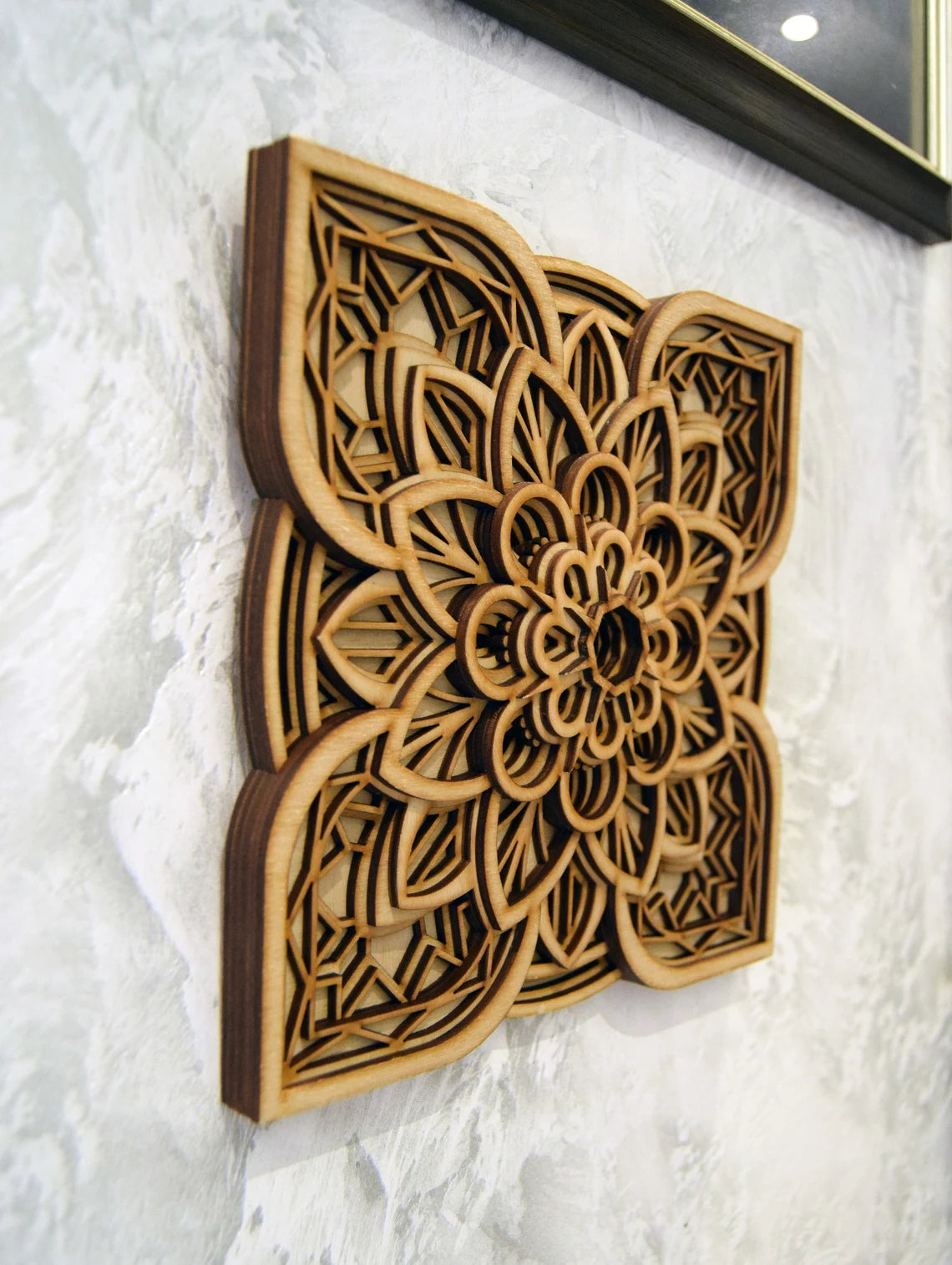 Multi Flower Design Mandala Wall Art | Wooden Wall Decor