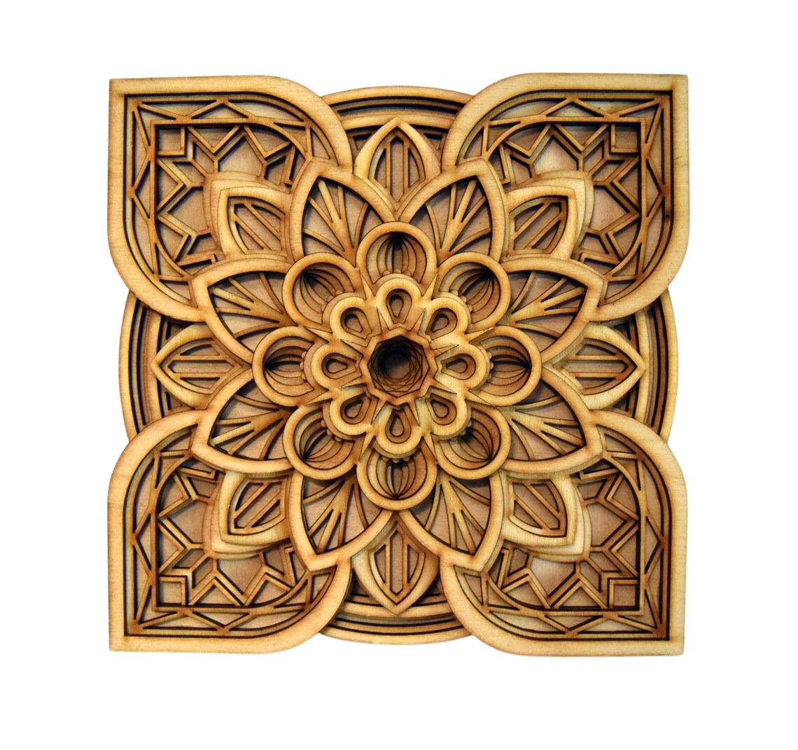 Multi Flower Design Mandala Wall Art | Wooden Wall Decor