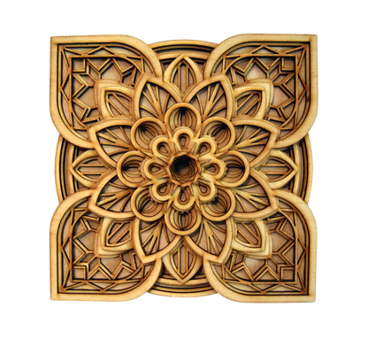 Multi Flower Design Mandala Wall Art | Wooden Wall Decor