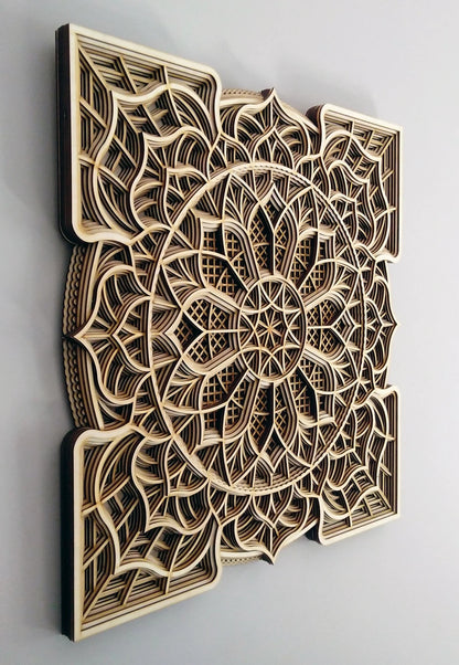 Wood Mandala Flower Design | Wooden Wall Decor