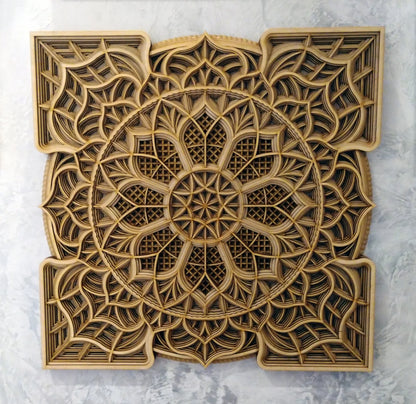 Wood Mandala Flower Design | Wooden Wall Decor