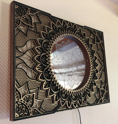 Mandala Flower Glowing LED Wall Hanging |  Wooden Wall Decor