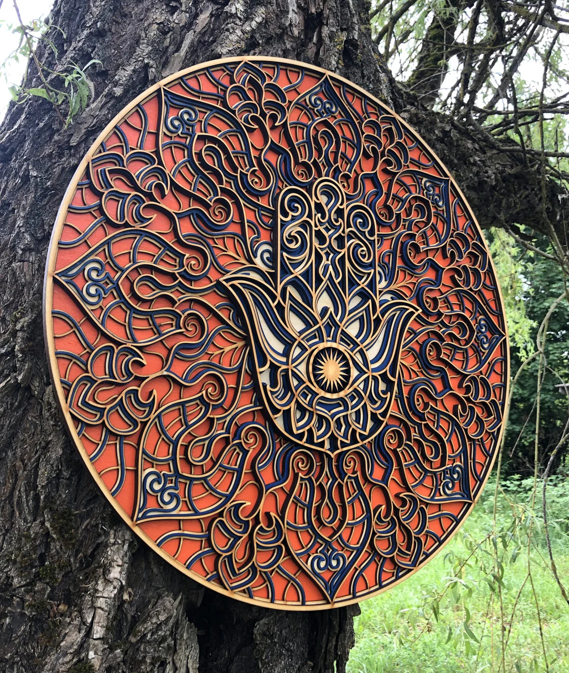 Hamsa Mandala Design | Wooden Wall Decor