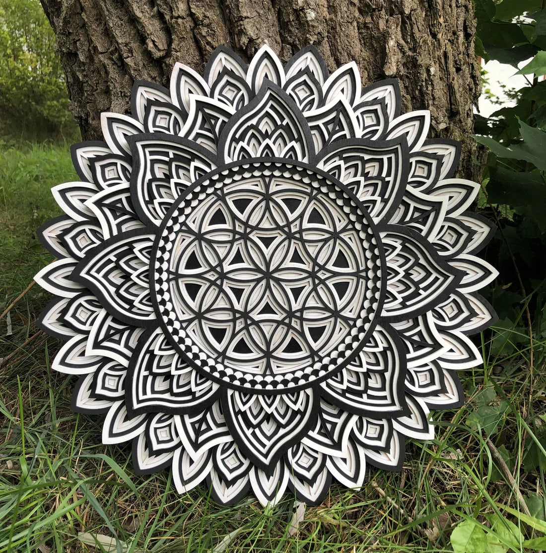 Sunflower Design Mandala Art | Wooden Wall Decor