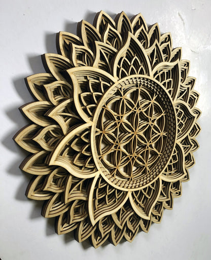 Sunflower Design Mandala Art | Wooden Wall Decor