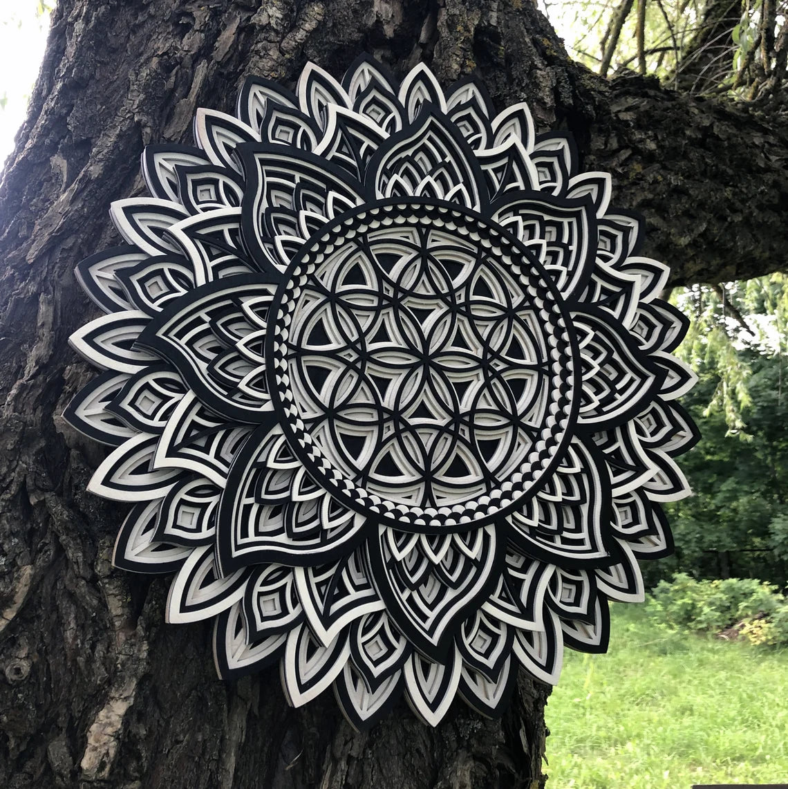 Sunflower Design Mandala Art | Wooden Wall Decor