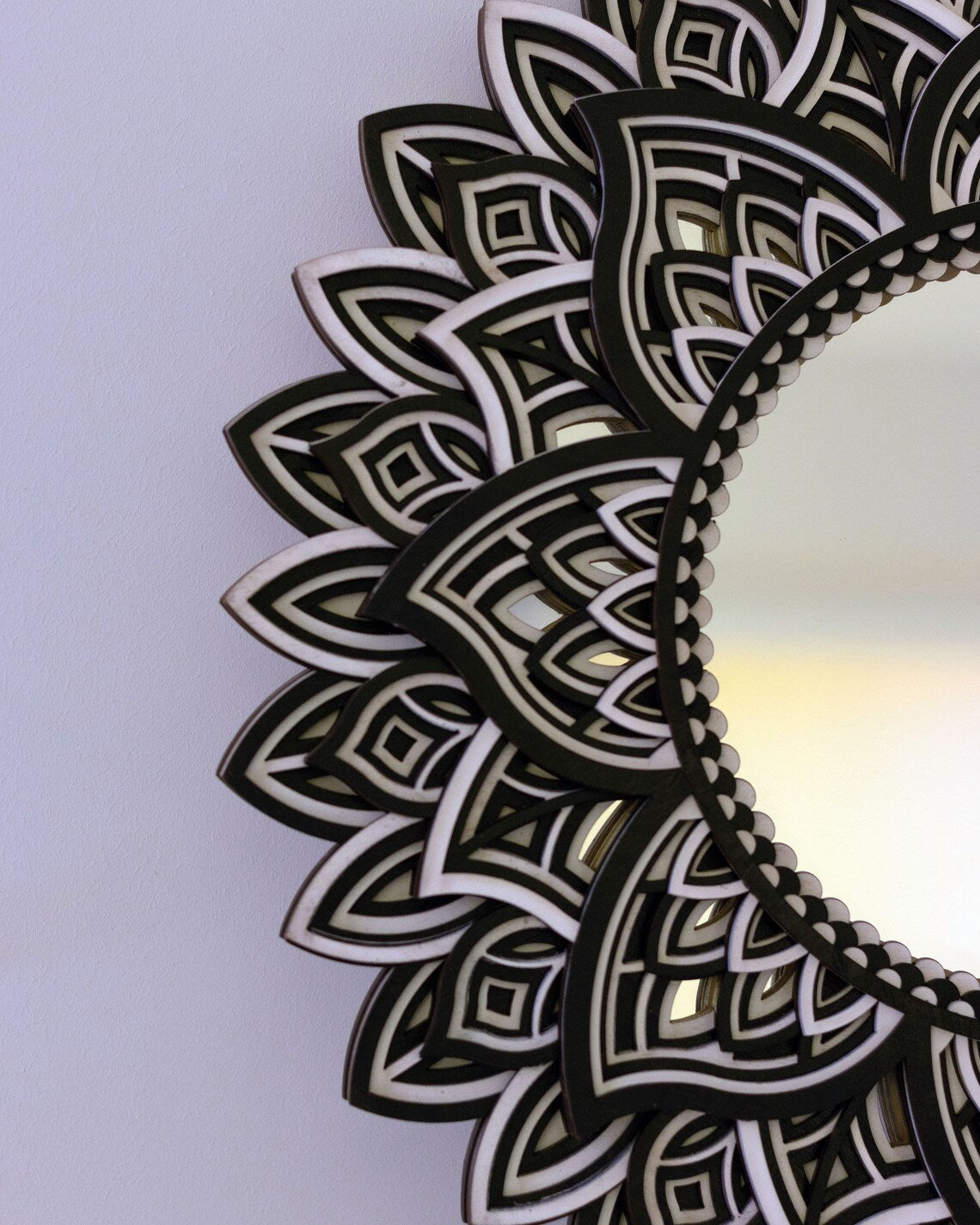 Mandala Wall Art Ornate Mirror |  Wooden Wall Decor