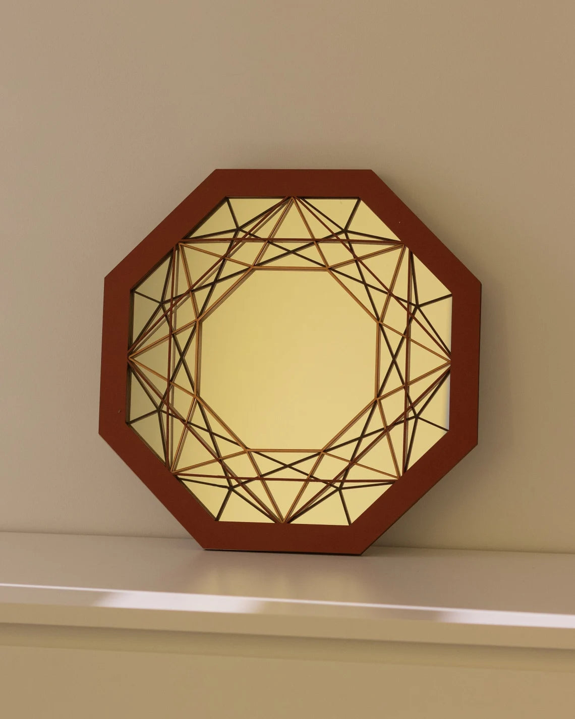 Irregular Mirror Wood Art |  Wooden Wall Decor