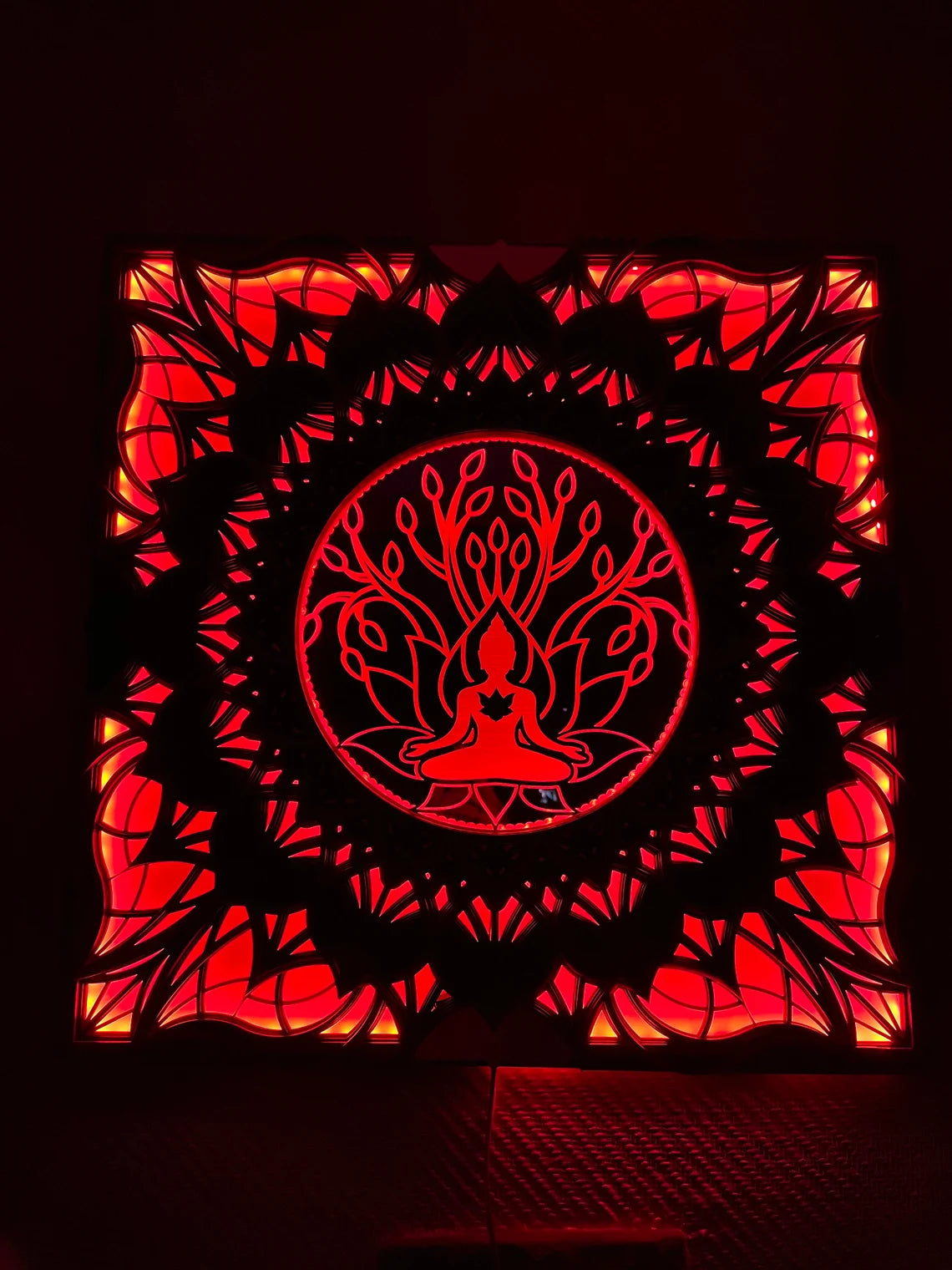 Buddha Wall Art Color Changing LED Wall Hanging |  Wooden Wall Decor