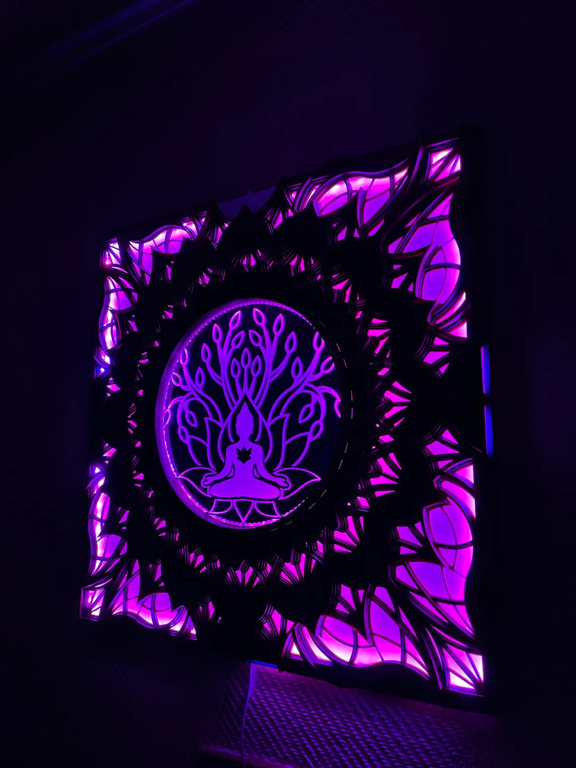 Buddha Wall Art Color Changing LED Wall Hanging |  Wooden Wall Decor