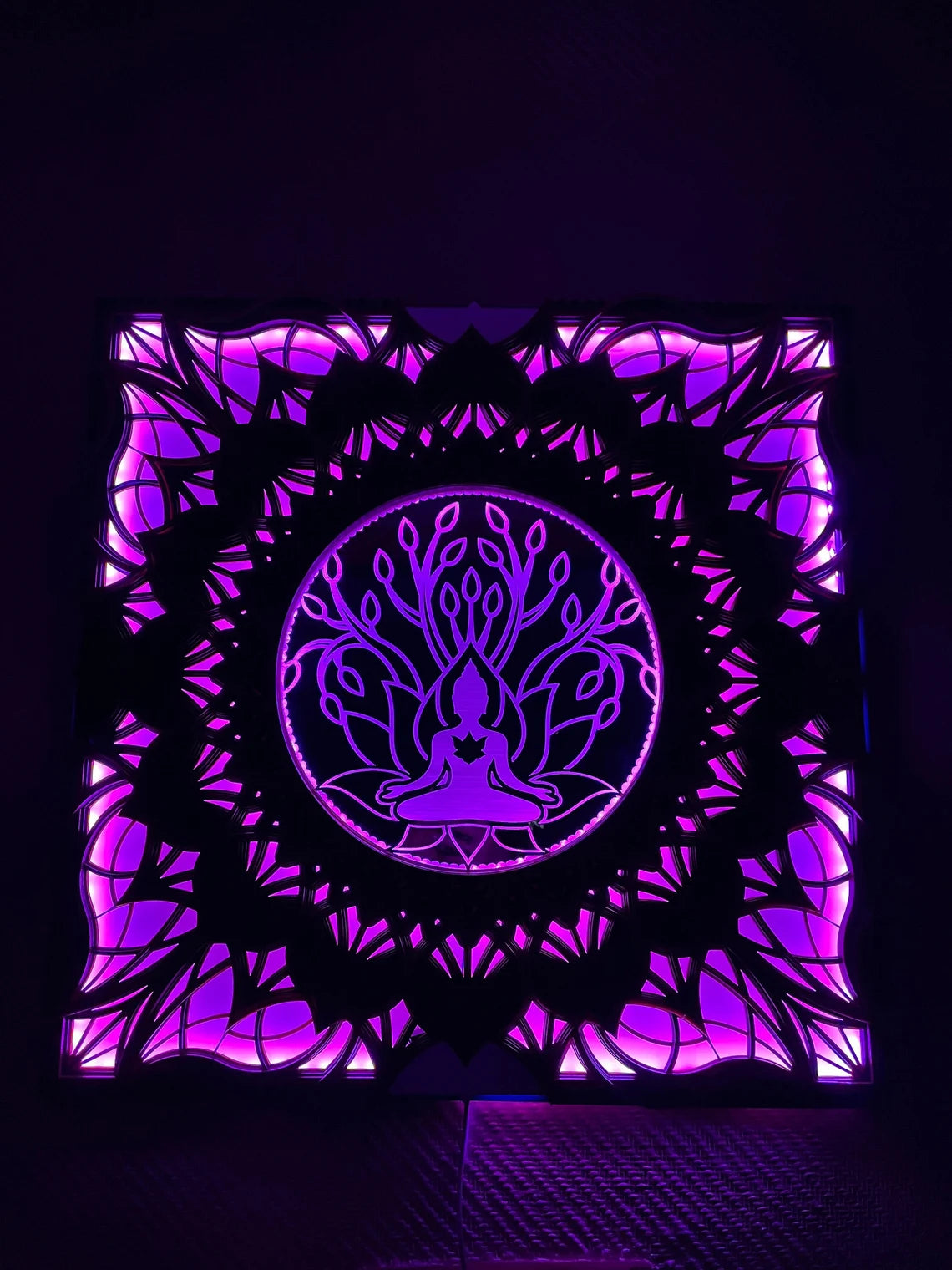 Buddha Wall Art Color Changing LED Wall Hanging |  Wooden Wall Decor