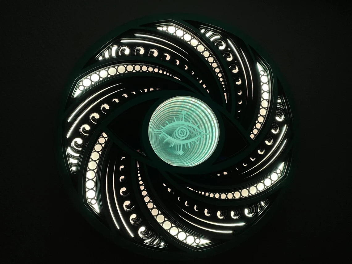 Spiral Design Glowing LED Wall Art |  Wooden Wall Decor