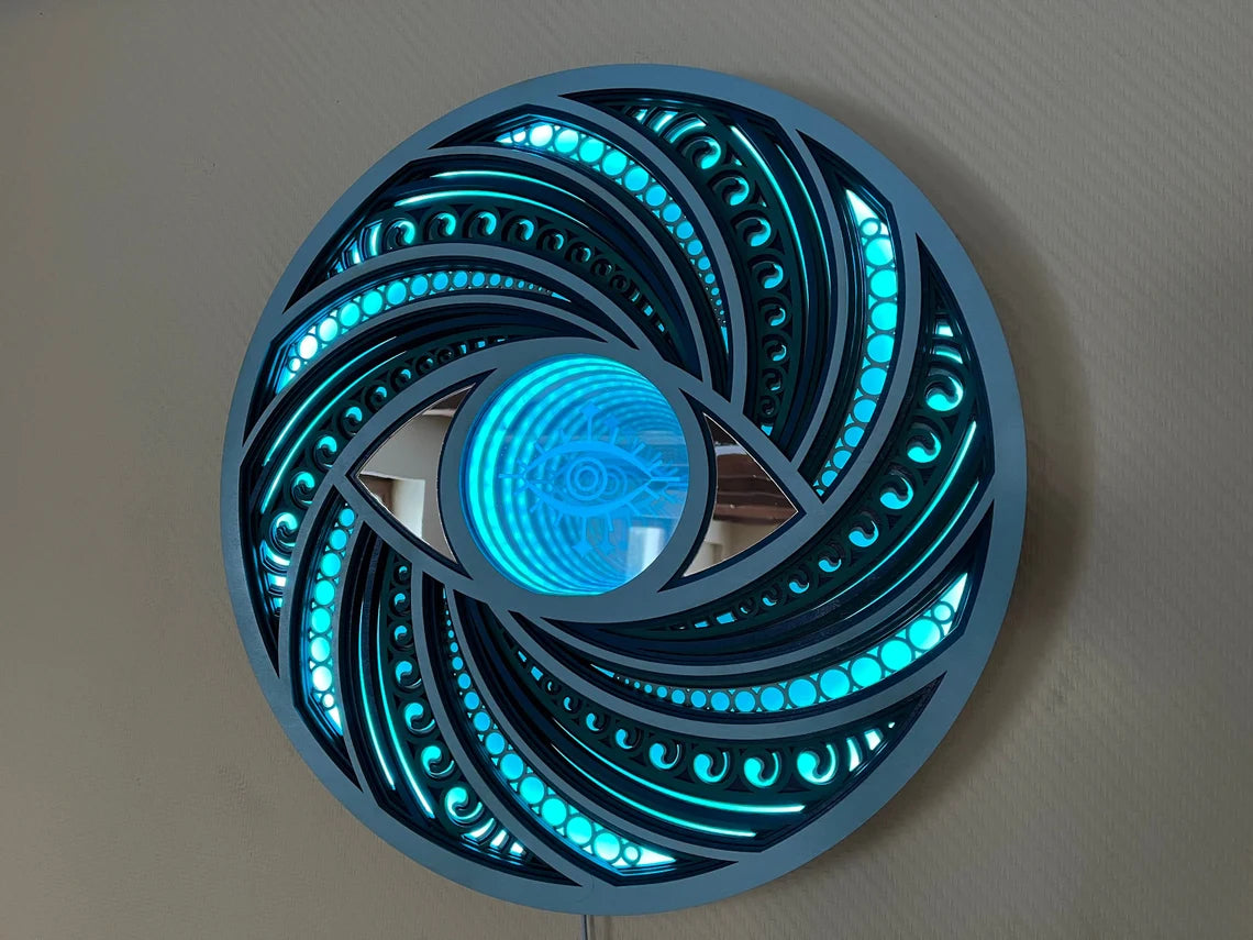 Spiral Design Glowing LED Wall Art |  Wooden Wall Decor